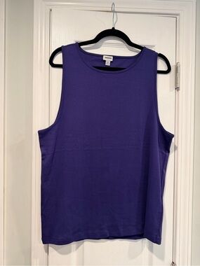 NWOT J. Crew Size 2X Mid Weight Boat Neck Periwinkle Knit Cotton Tank Top